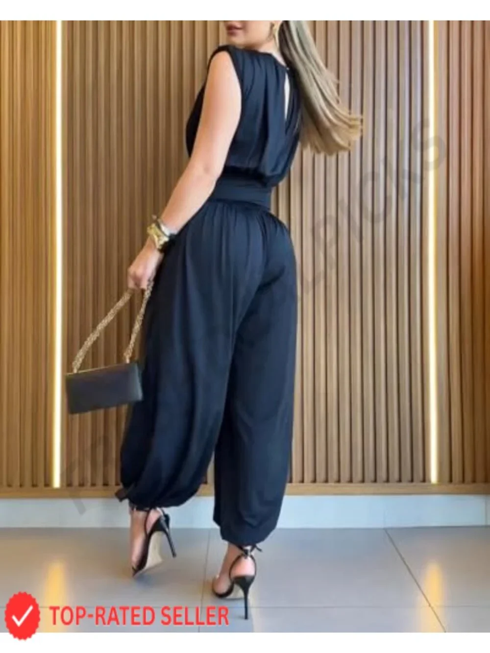 Womens Dressy Jumpsuit Sleeveless High Slit One Piece Vacation Casual Outfit
